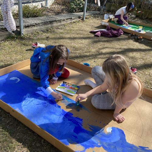 Zeichenunterricht im Freien
